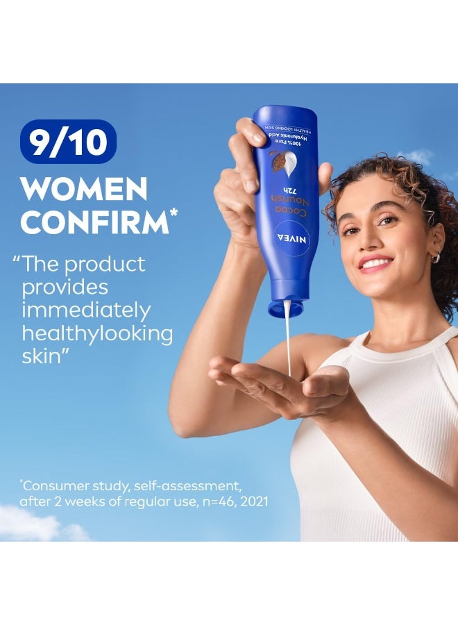 NIVEA Cocoa Nourish200ml | 72 H Moisturization | With Cocoa Butter  | Non Greasy & Healthy Looking Skin |For Very Dry Skin - Image 3